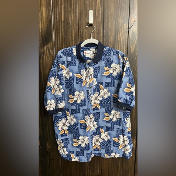 Vintage Paradise Hibiscus PulloverGenuine Hawaiian Shirt-Forever Hawaii Size: Lg - Picture 2 of 9